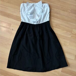 EXPRESS Strapless Dress Womens Sz 0 Black White 100% Polyester